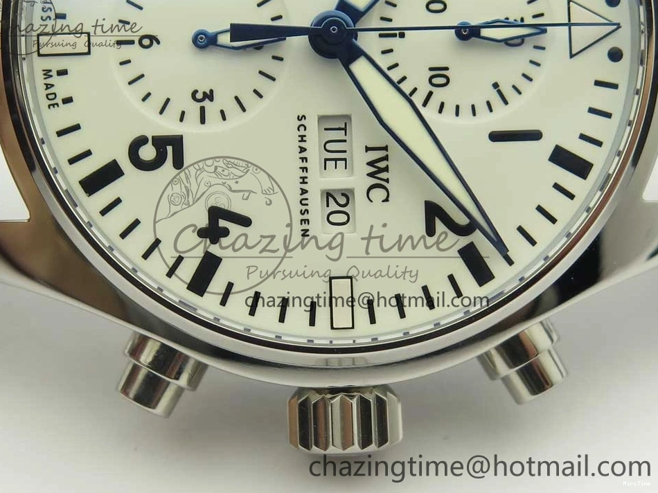 MIROTIME 0712 Pilot Chrono 377725 SS ZF 1:1 Best Edition White Dial on Black Leather Strap A Soft 7183